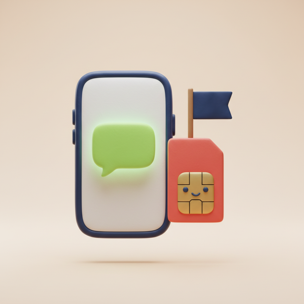 Clay-Illustration: Smartphone mit eigener Nummer und SIM-Karte